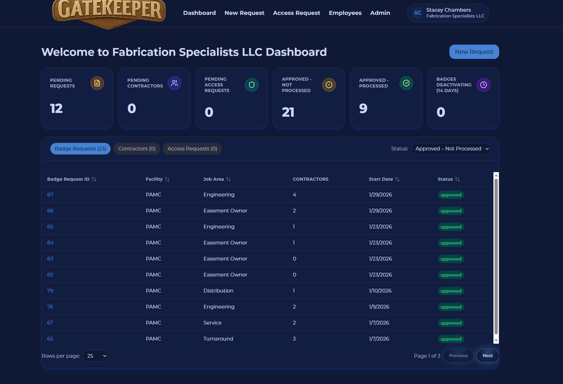 Contractor Portal screenshot