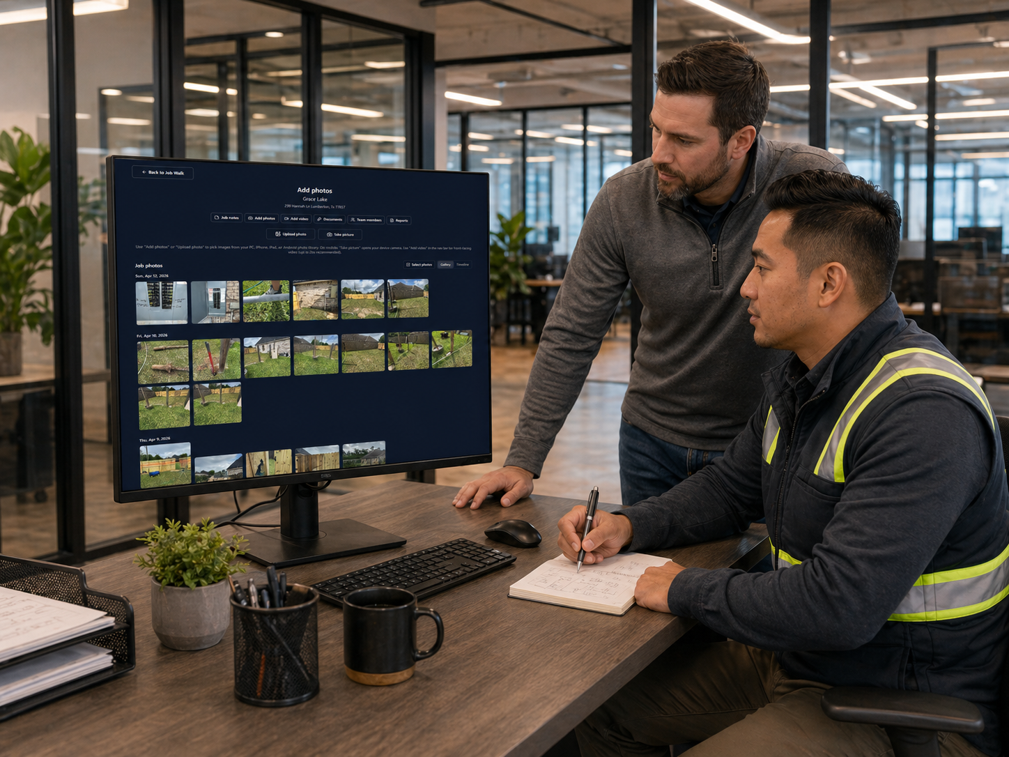 JobIQ job oversight review of field walkthrough photos and notes