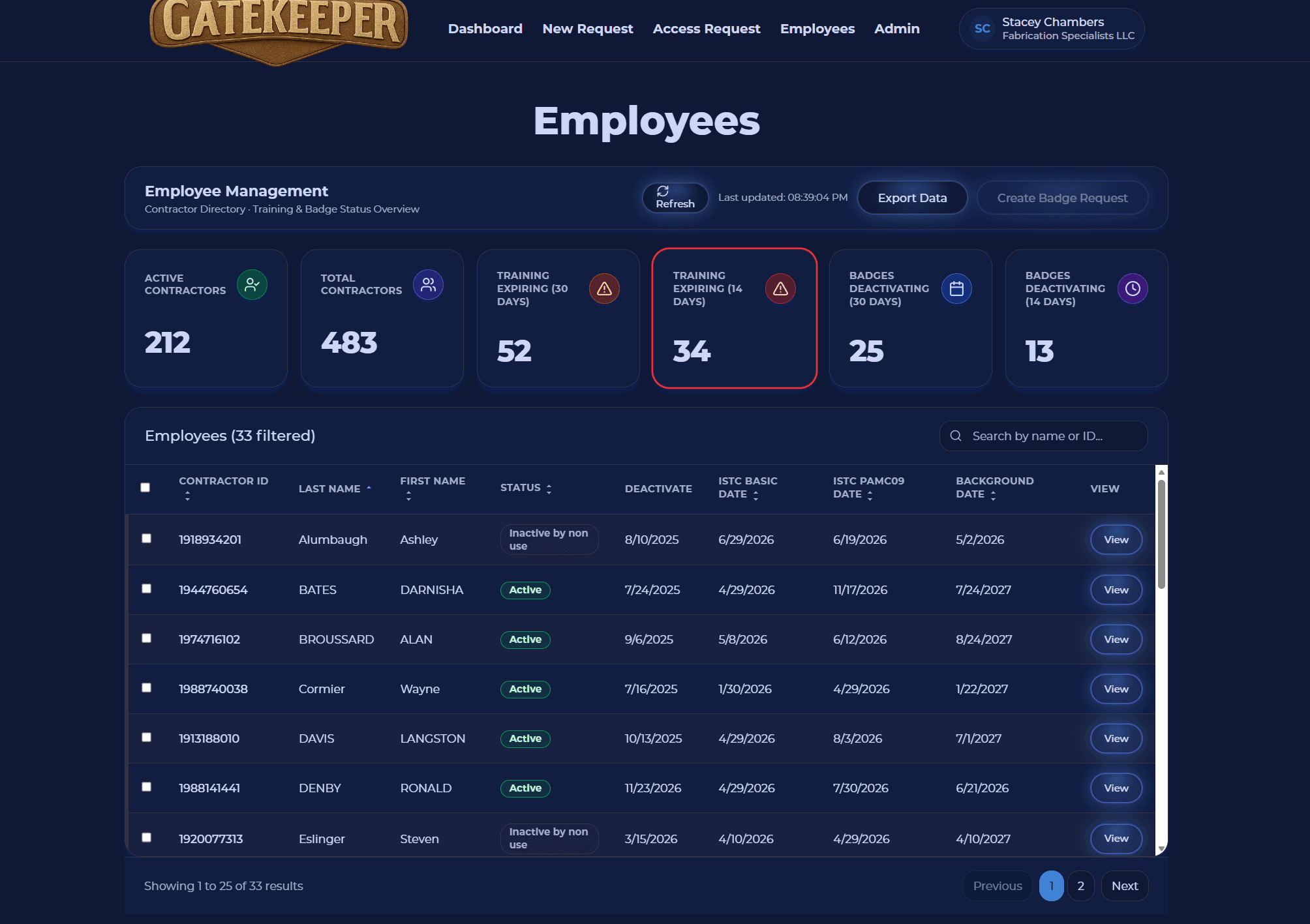 Placeholder for training expiration timeline