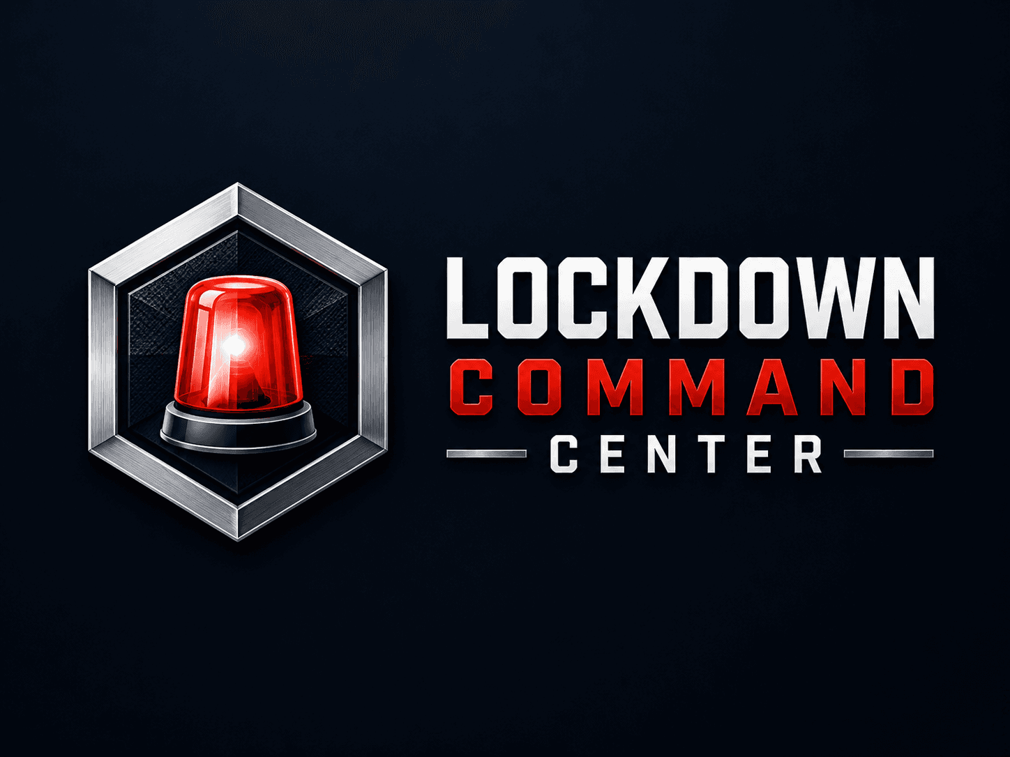 Lockdown Command Center logo with a red beacon